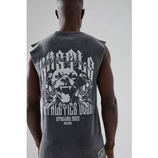 Mens Black Man Active Washed Graphic Oversized vest Top