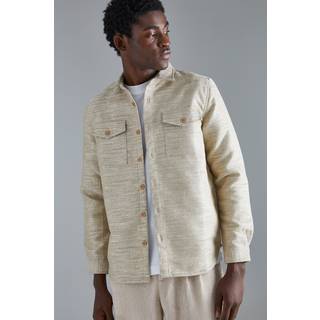 Mens Stone Boucle Heavyweight Patch Pocket Overshirt