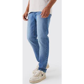 Mens Mid Blue Straight Rigid Jean