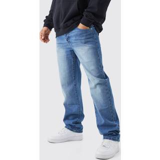 Mens Mid Blue Relaxed Rigid Washed Jeans