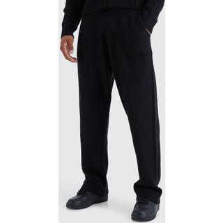 Mens Black Relaxed Fit Wide Leg Knitted Joggers