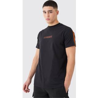 Mens Black Man Slim Fit Colour Block Panel Tshirt