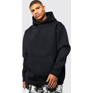Mens Black Bonded Scuba Oversized Hoodie