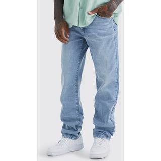 Mens Light Blue Relaxed Rigid Washed Jeans