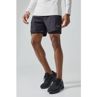 Mens Black Man Active Camo 2 In 1 Short