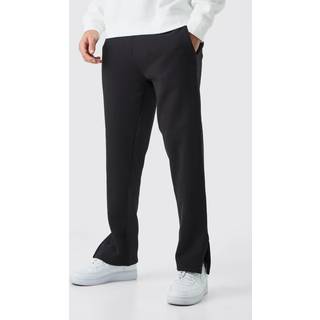 Mens Black Basic Regular Fit Split Hem Jogger