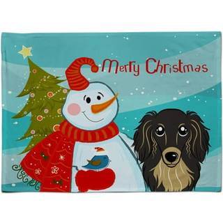 """" Caroline's Treasures BB1833PLMT Snowman med Longhair Black og Tan Dachshund Fabric Placemat Multicolor """"