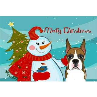 """" Caroline's Treasures BB1843PLMT Snowman med Boxer Fabric Placemat multicolor """"