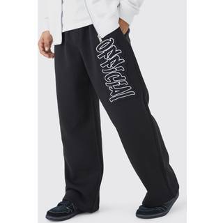 Mens Black Regular Fit Official Applique Wide Fit Jogger