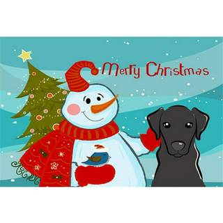 """" Caroline's Treasures BB1855PLMT Snowman med sort Labrador -stof placemat multicolor """"
