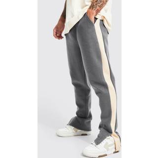 Mens Grey Marl Regular Fit Brushed Panelled Split Hem Jogger