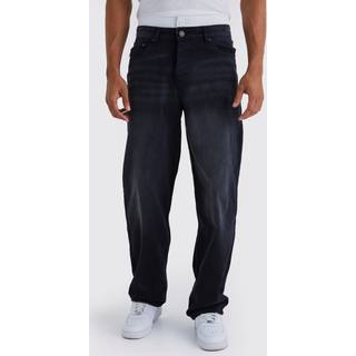 Mens Washed Black Baggy Rigid Jean With Double Waistband