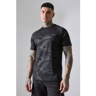 Mens Black Tall Man Active Camo Raglan Regular Fit Performance T-shirt