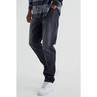 Mens True Black Tall Straight Rigid Jeans