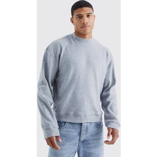 Mens Grey Marl Brushed Rib Ottoman Oversized Boxy Sweatshirt