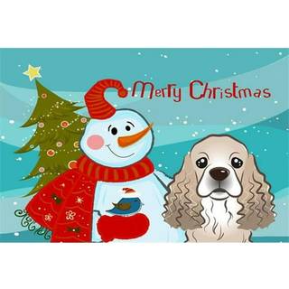 """" Caroline's Treasures BB1836PLMT Snowman med Cocker Spaniel Fabric Placemat Multicolor """"