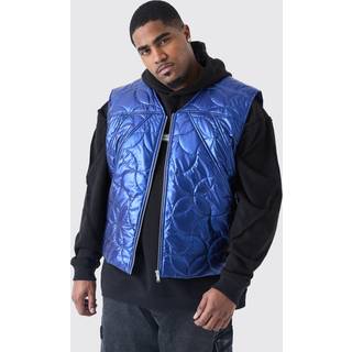 Mens Blue Plus Metallic Quilted Gilet