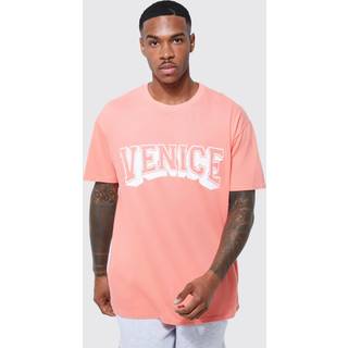 Mens Coral Loose Venice Graphic Print T-shirt
