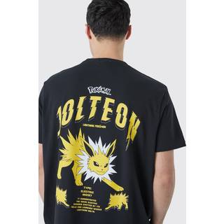Mens Black Oversized Pokemon Jolteon License T-shirt