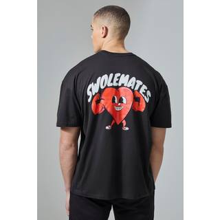 Mens Black Man Active Oversized Swolemates T-shirt