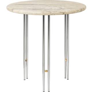 GUBI IOI sofabord Ø50 cm Krom-messing-rippled beige