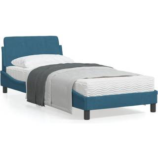 sengeramme med sengegavl 80x200 cm fløjl blå