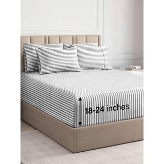 Ekstra Deep Queen Sheet Set - 6 stykker åndbar og afkølende ark - Hotel Luxury Bedark Set - Let pasform - Blød rynkefrit og behagelige ark