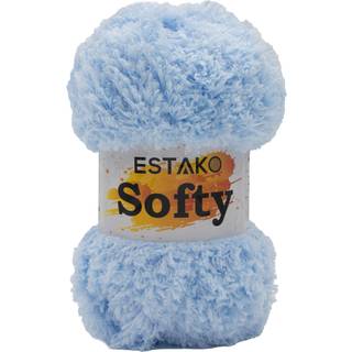 Estako Softy 100% polyester fluffy blød tyk voluminøs vægt #5 garn til hækling og strikning 3,52 oz (100 gr) 98 yds (90 m) (9220 - babyblå)