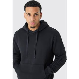 Mens Black Regular Fit Basic Over The Head Hoodie