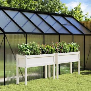 Plantekasse Med Ben 110X31X70 Cm Massivt Fyrretræ - 2 / Fyrretræ hvid