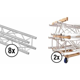 Alutruss QL-ET34 Firkant Truss. Sæt med 8 x 2 meter samt transportsæt