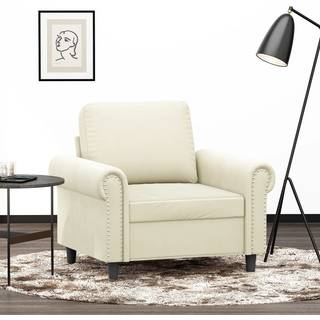 lænestol 60 cm velour cremefarvet