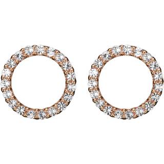 Topaz Sparkling Circle Ørestikker - Blankpoleret Rosaforgyldt m. 38 Hvide Topas - Christina