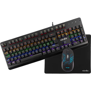 NÖRDIC KIT3 RGB Gamingkit 3-i-1, Mekanisk RGB tastaturomskifter Xinda Blå, RGB mus, musemåtte