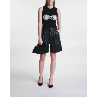 Carmen Short - Black Recycled Leather 40