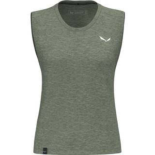 Salewa Women's Eagle Minilogo Alpine Merino Tank Top Merino-shirt Damer størrelse 36 farve olivengrøn