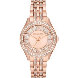 Michael Kors Harlowe dameur i rosa stål med lænke og rosa urskive Ø38