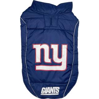 NFL New York Giants puffervest til hunde og katte, strrelse Large. Varm hyggelig og vandtt hundefrakke til sm og store hunde/katte. Bedste NFL
