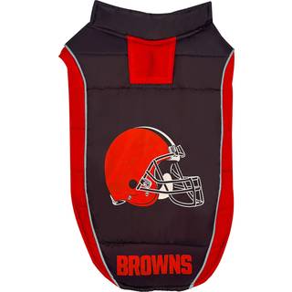 NFL Cleveland Browns puffervest til hunde og katte, strrelse Small. Varm hyggelig og vandtt hundefrakke til sm og store hunde/katte. Bedste NF