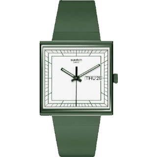 Swatch WHAT IF...GREEN? Square Bioceramic White Dial Unisex Watch SO34G700