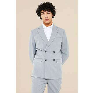 Mens Grey Slim Double Breasted Suit Jacket