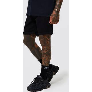 Mens True Black Slim Rigid Denim Shorts