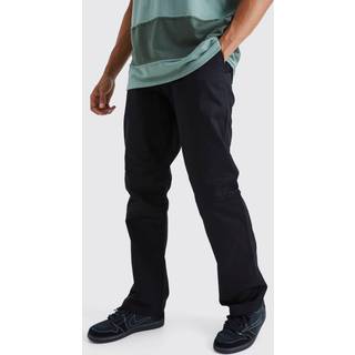 Mens Black Fixed Waist Relaxed Fit Trouser