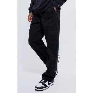 Mens Black Elasticated Waist Relaxed Fit Cargo Trouser