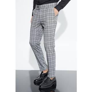 Mens Super Skinny Black Check Crop Trouser