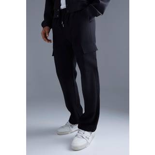 Mens Black Elasticated Waist Relaxed Fit Cargo Trouser