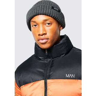 Mens Charcoal Man Tab Beanie