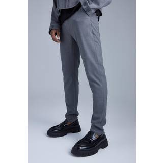 Mens Charcoal Fixed Waist Slim Fit Topstitch Trouser