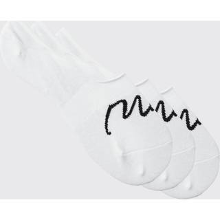 Mens White 3 Pack Man Signature Invisible Socks