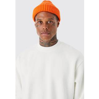 Mens Orange Ribbed Micro Beanie